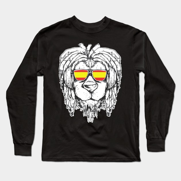 Rasta Reggae Lion Spain Gift Rastafari Long Sleeve T-Shirt by Pummli